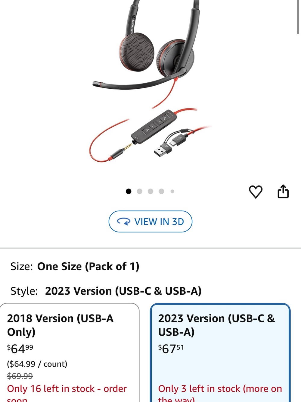 Plantronics Poly Blackwire 5220 headset